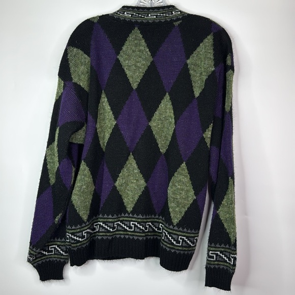 Vintage Empressions International Vneck Geometric Cardigan Sweater Size Large - Picture 4 of 9